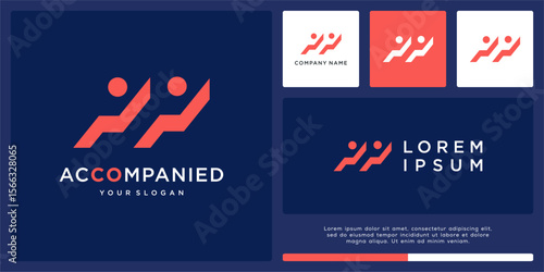 Accompanied people logo design template