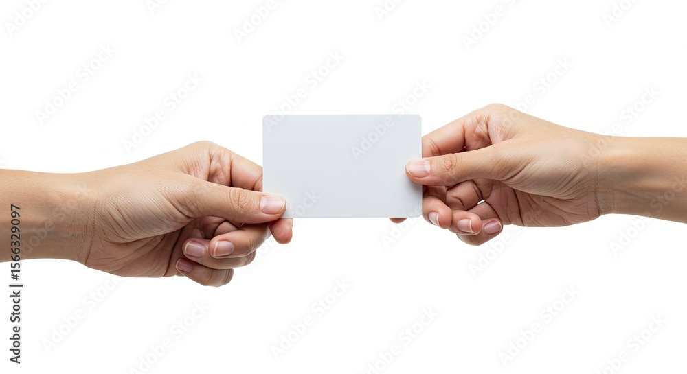 Obraz premium Hands exchanging a blank card