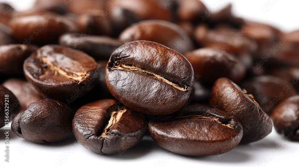 Close-up of rich, dark coffee beans showcasing their glossy texture and unique features for coffee enthusiasts and culinary arts. Close-up of rich, dark coffee beans showcasing their glossy texture and unique features for coffee enthusiasts and culinary arts.