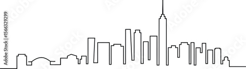 Black Line Art Skyline of City Buildings architecture