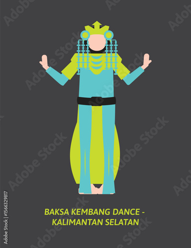 Baksa Kembang Dance Vector – Traditional Flower Offering Dance from South Kalimantan, Indonesia