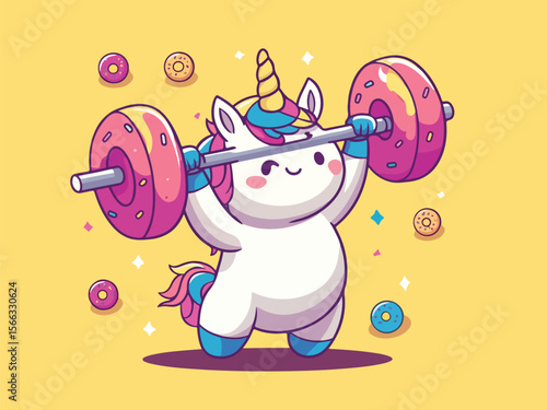 Cartoon illustration of a strong man lifting heavy dumbbells in the gym, showcasing fitness and muscle power