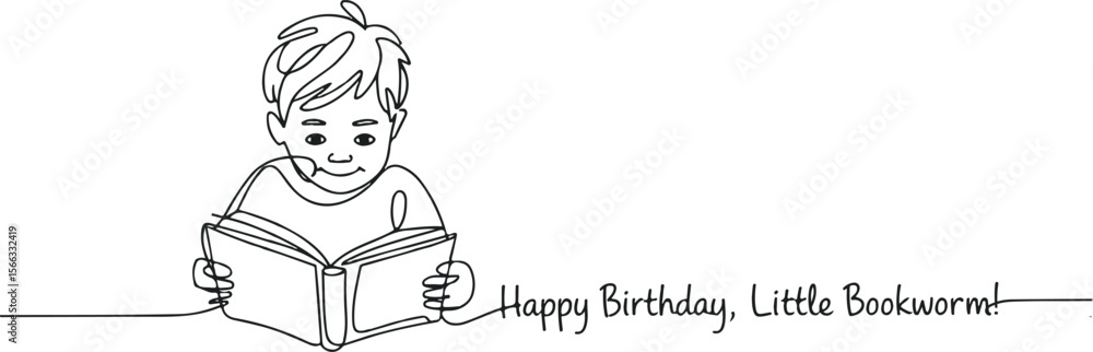 Continuous single line drawing of a little boy reading a book in minimal sketch style, isolated on white educational background
Continuous single line drawing of a little boy reading a book in minimal sketch style, isolated on white educational background