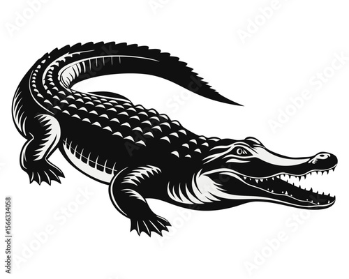 Striking black and yellow reptile profile a powerful reptilian creature captured in a clean graphic design perfect for wildlife themes and naturalistic art