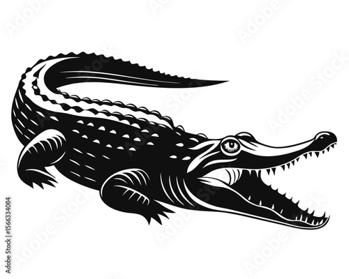 Striking black and yellow reptile outline a powerful reptilian creature depicted with clean lines perfect for wildlife or nature themes