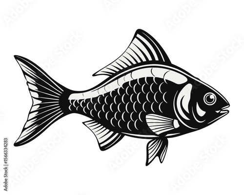 Charming collection of stylized aquatic creatures featuring playful cartoon fish rendered with clean outlines and vibrant color accents for diverse design applications