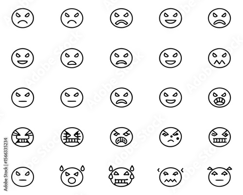 Expressive yellow circular face conveying intense displeasure with furrowed brow and downturned mouth rendered in vibrant colors for digital communication and design projects