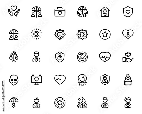 Comprehensive employee benefits icon collection featuring diverse workplace perks and human resources symbols in a professional color palette