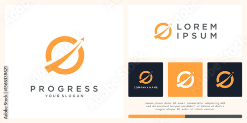 Progress arrow logo design with line circle