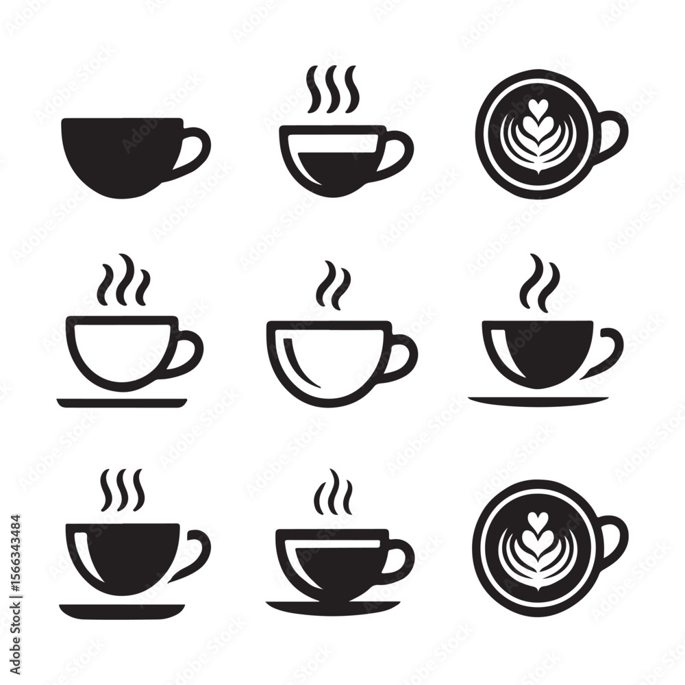 Obraz premium Coffee Cup Icon Set for Cafes 