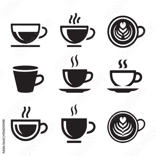 Coffee Cup Icon Set for Cafes

