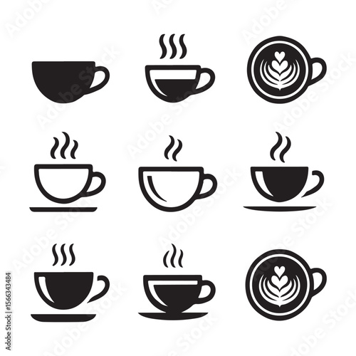 Coffee Cup Icon Set for Cafes
