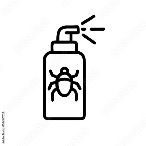 Insect repellent spray bottle icon with bug in outline style