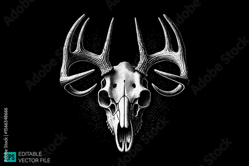 deer skull tattoo designs dark art scary creepy style tattoo illustration vector black and white background templates