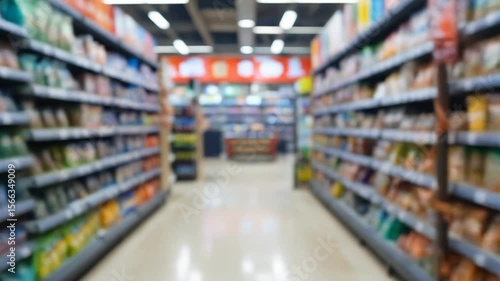 Wallpaper Mural blurred background with aisles and shelves in supermarket. 4k videos Torontodigital.ca