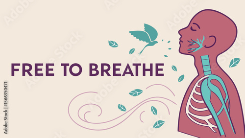 Human Respiratory System Diagram with Free To Breathe Text
