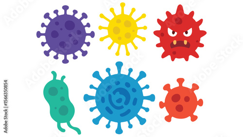 Virus, Bacteria, and Anti-Virus Illustration Microbial Threats and Protective Shield Concept for Immunity, Health Safety, and Medical Defense Awareness Germs