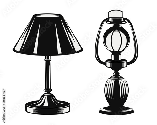 Elegant black silhouette of a modern lamp casting a warm glow perfect for home decor and interior design projects showcasing stylish lighting