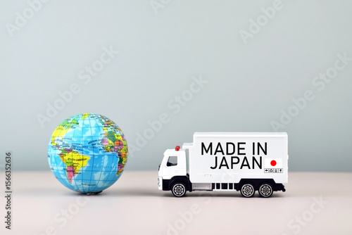 Truck and boxes with the inscription made in Japan.