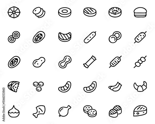 Collection of stylized food emblems featuring various cured meats and deli products perfect for culinary branding and restaurant menus