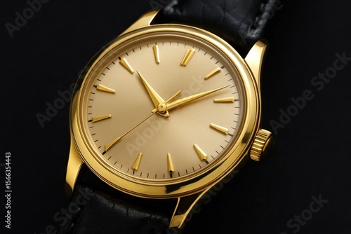 Wallpaper Mural A Golden Watch Against a Black Backdrop Torontodigital.ca