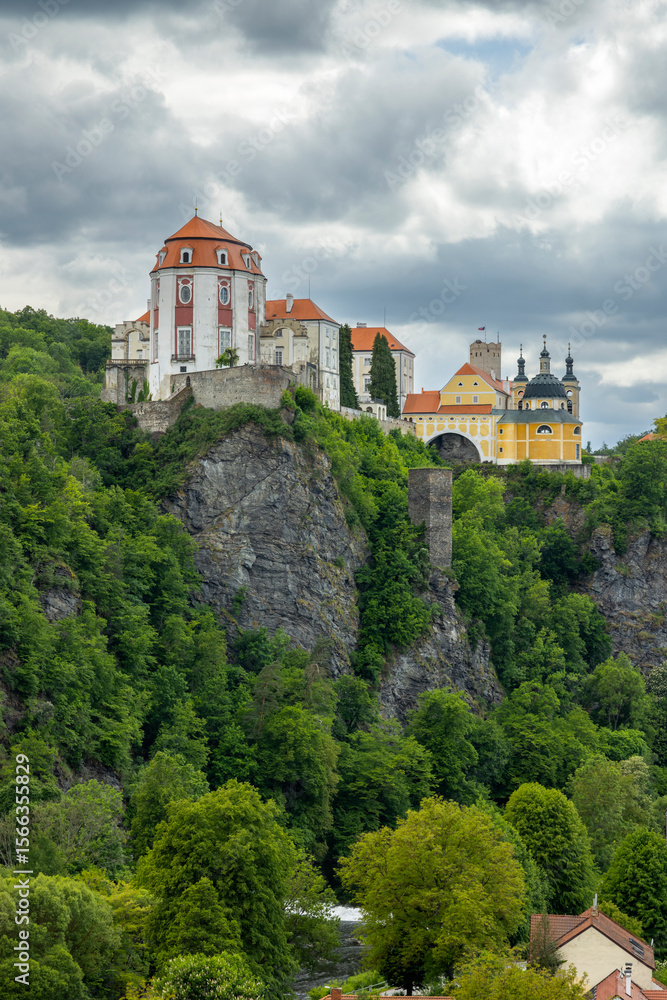 Majestic Vranov nad Dyji Castle Perched on Cliff Majestic Vranov nad Dyji Castle Perched on Cliff