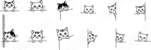 Adorable Kittens Peeking A Collection of Cute Cat Illustrations