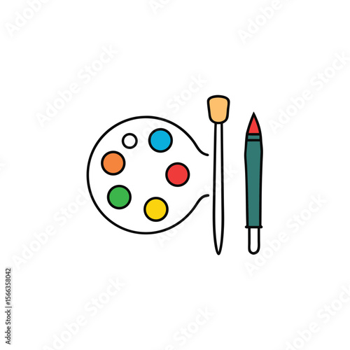 Minimalist vector set of artist tools   paintbrush