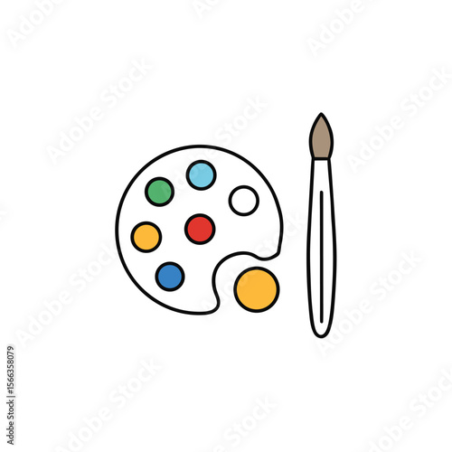 Minimalist vector set of artist tools   paintbrush