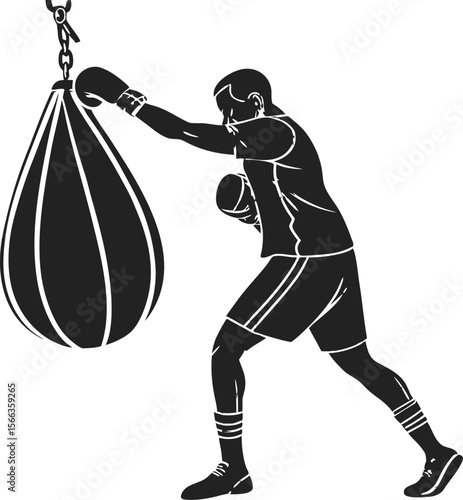 boxer performing spin punch black silhouette