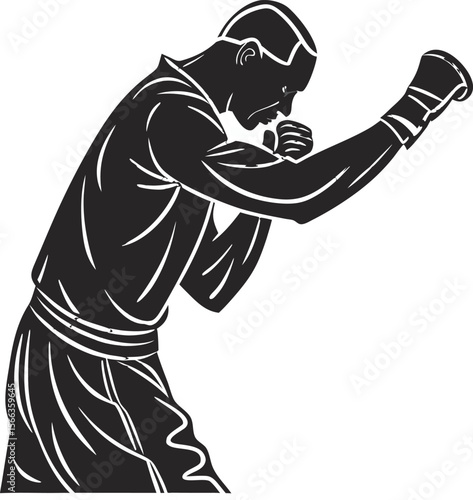 boxer training in gym black silhouette