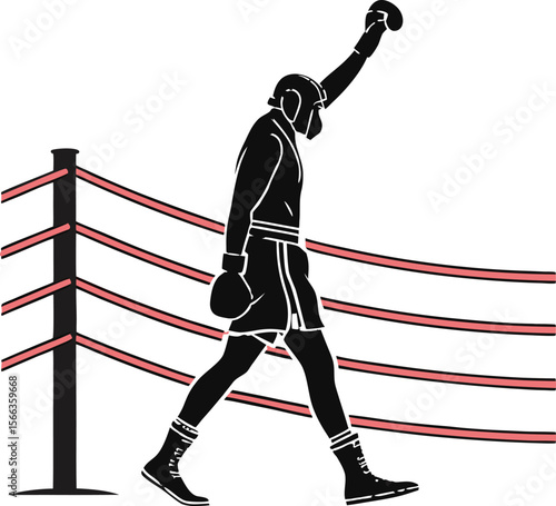 boxer walking out to ring black silhouette