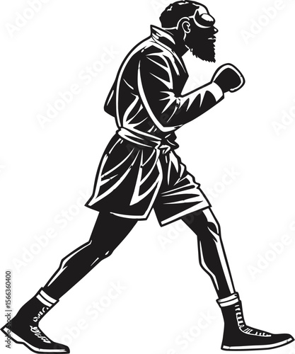 boxer walking forward confidently black silhouette