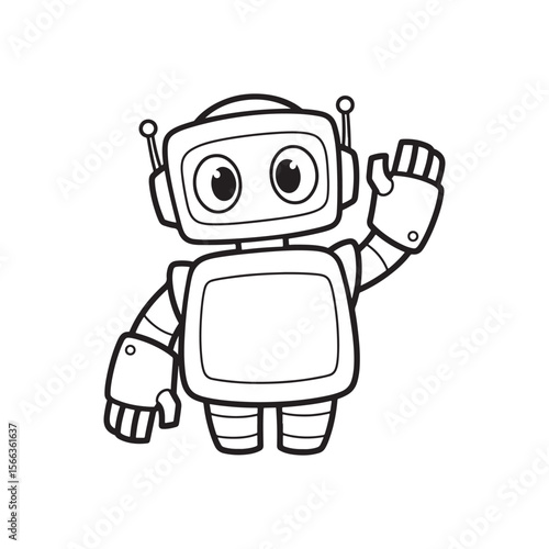 Adorable Cartoon Robot Illustration Free Printable Coloring Page