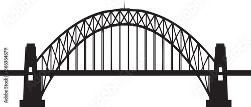 Sydney Harbour Bridge Vector Silhouette Icon – Australian Landmark Art, Steel Arch Bridge Illustration for Travel Decor, Design, and Infrastructure Themes