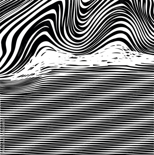 Striped texture with horizontal mass and distorted area on top.