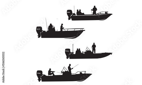 Fishing Silhouette with Rod and Fish