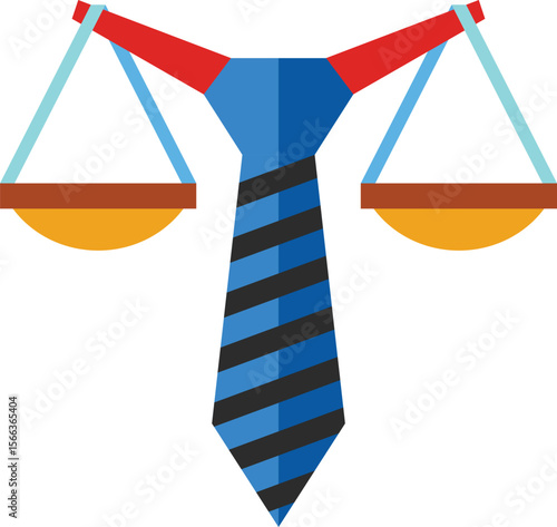 Business Ethics and Justice Concept – Balance Scales with Tie Illustration