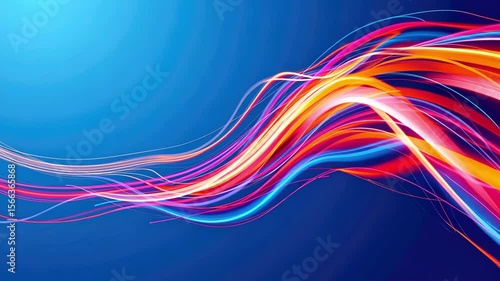 Vibrant Abstract Waves on Bright Background, Flowing Lines in Dynamic Colors Creating Energy and Movement in a Modern Digital Artwork