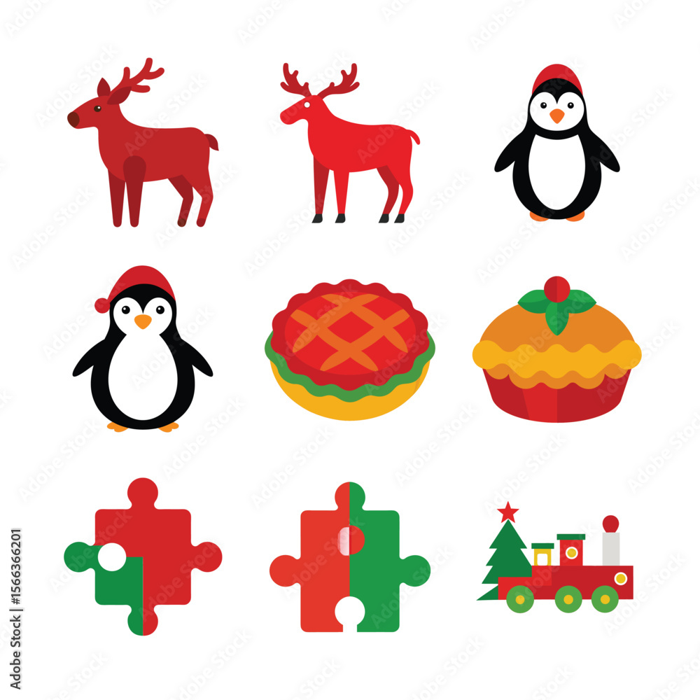 Naklejka premium set of Christmas day vector art