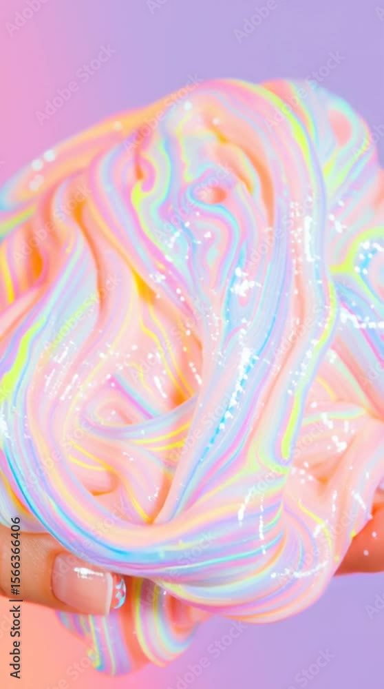 Close-Up of Hand Holding Neon Slime in Dopamine Colors Close-Up of Hand Holding Neon Slime in Dopamine Colors