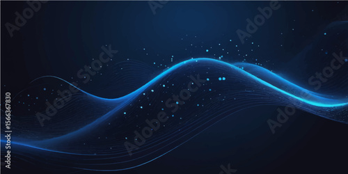 Abstract blue background with glowing waves and fractal lines for a dynamic digital art illustration