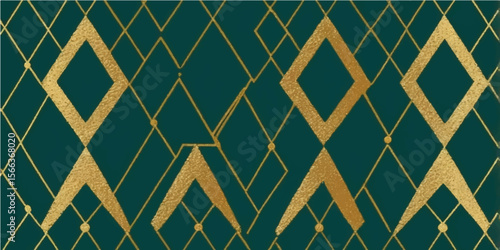 Seamless geometric pattern with abstract triangles, ideal for retro textile design or vintage metallic wallpaper