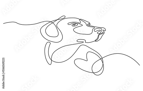 Dachshund dog continuous one line vector drawing. Single line art dachshund dog. Graphic illustration. bulldog portrait animal concept in silhouette on a white background