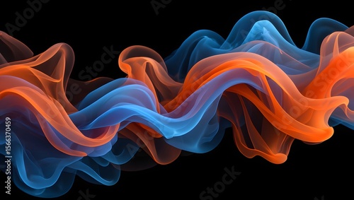 Abstract smoke background wallpaper design orange blue color blend modern art style
