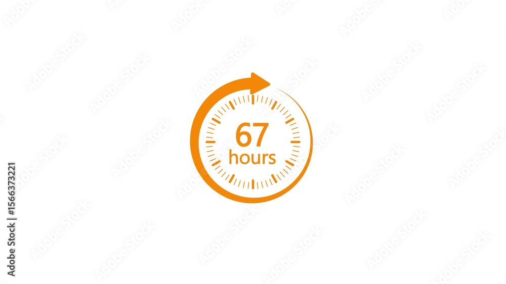 67 hours timer symbol animation.67 hours time circle icon. Stopwatch ...