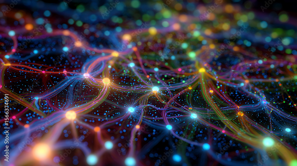 Vibrant Cybersecurity Network with Glowing Data Streams and Abstract Nodes Vibrant Cybersecurity Network with Glowing Data Streams and Abstract Nodes