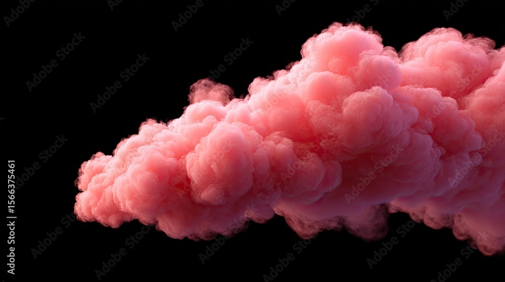Fototapeta premium Soft Pink Smoke Cloud on Black Background for Creative Use
