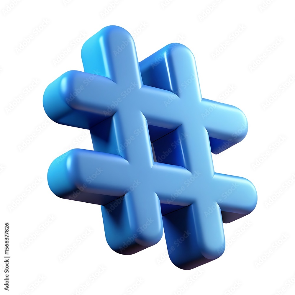 Obraz premium Blue three dimensional hashtag symbol social media