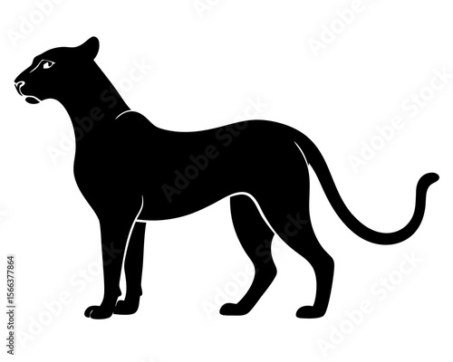 cheetah black silhouette animal on transparent background